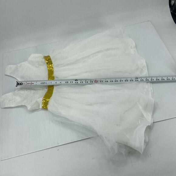 White Flower Girl Sees With Gold Ribbon And Bow Large {54} - Picture 9 of 15